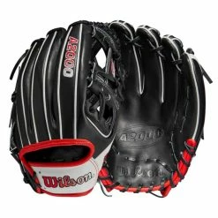 Wilson A2000 1975 11.75" Baseball Glove: WBW1009701175 -Mitts Store WBW100970 8 A2000 IF 1975 1175 Black White Red.png.cq5dam.web .1200.1200