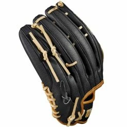 Wilson A2000 1799SS 12.75" SuperSkin Baseball Glove: WBW1009751275 -Mitts Store WBW100975 3 A2000 OF 1799SS 1275 BlackSS SaddleTan Yellow.png.cq5dam.web .1200.1200