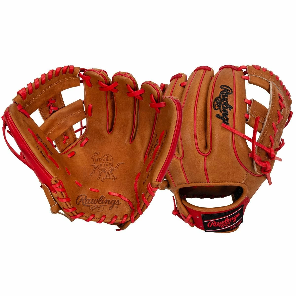 Rawlings Heart Of The Hide PRO315 11.75" Baseball Glove - Brown/Red - 2022 Model 3 Rawlings Heart Of The Hide PRO315 11.75" Baseball Glove - Brown/Red - 2022 Model